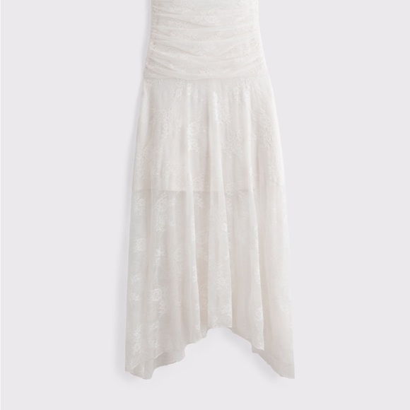 🆕 Abercrombie & Fitch White Lace Strapless Midi/Maxi Dress coastal cowgirl - Picture 2 of 7